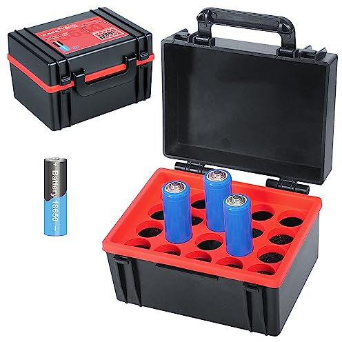 LYNCA Aufbewahrungsbox für harte Batterien und SD-Karten-Etui, hält 20 18650-Batterien, mit integriertem Batterietester (Batterie 18650 x 20)