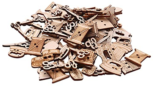 iFutniew 100Pcs Forbici Per Macchine Da Cucire A Forma Di Bottoni In Legno Pulsante Per Cucire Per I Bambini Vestiti Decorativi Scrapbooking Pulsante Accessorio