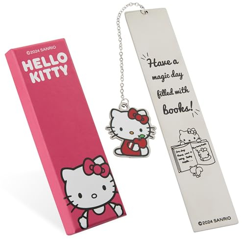 Hello Kitty Metal Bookmark with Hanging Charm Page Marker for Girls Teens Readers Book Accessories for Office Supplies and Book Lovers Gifts for Women
