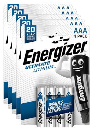 20 Batterie Energizer Ultimate Lithium AAA - Pile Ministilo Lunga Durata per Fotocamere Orologi Torce