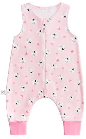 WYTbaby baby baby sovsäck med fötter 0,5 TOG ärmlös sommarsovsäck med fötter 100 % bomull unisex baby sovsäck för pojkar och flickor, ROSA, 80cm/2-3 Jahre