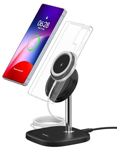 SwanScout Magnetico Caricatore Wireless per Samsung Galaxy S26 Ultra/S26/S25/S24/S23/S22/Note/Z Fold/Z Flip 7, Supporto di Ricarica Wireless Charger Rapida per iPhone 17e/17/Air/16/15/14/13/12