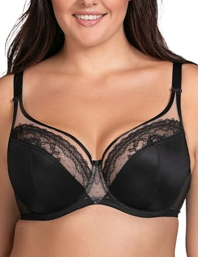 VIVISENCE Soutien-Gorge Classique avec Armature en Dentelle Élégant Et Confortable pour Un Maintien Parfait Bretelles Réglables pour Toutes Les Poitrines 1081, Noir,105H