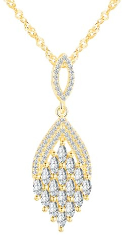 CONILOK Zirkonium blad halsband damer, kedja silver 925 med hänge, estetik glänsande Y-halsband för kvinnor brudar, brudtärnor, födelsedagar bröllop fantasi smycken för mamma fru flickvän, 925 silver