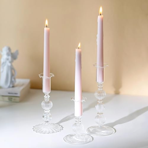 Glasseam Portacandele In Vetro: Set Di 3 Portacandele Portacandele A Bolla Per Decorazioni Per La Casa, Il Soggiorno, La Tavola E La Cena