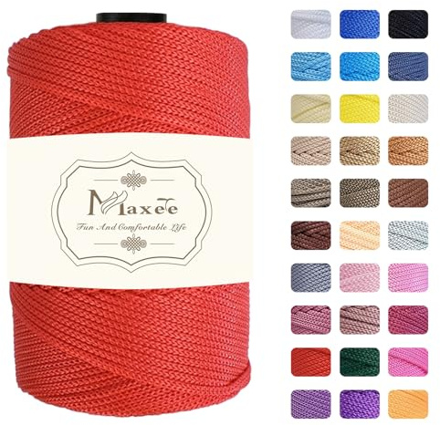 Maxee garn 4 mm x 200 m premium polyester makrame rep polypropylen garn för hantverk heminredning platsplatta axelväska handväska runner nappkedja 31 färg