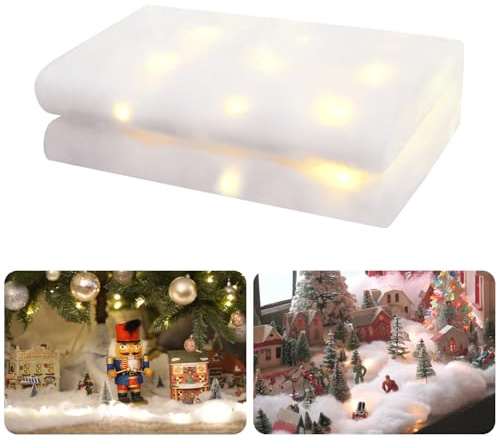 XIMISHOP 180x45CM Christmas Snow Blanket White Soft Fake Snow With Light | White Soft Artificial Snow LED Christmas Snow Blanket Roll for Xmas Indoor Fake Snow Decoration