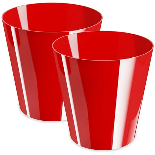 PECZEKO Maceta brillante, maceta de plástico, maceta decorativa para plantas grandes y pequeñas, juego de 2 macetas, macetero para hierbas, 2 unidades, rojo, diámetro de 21 cm