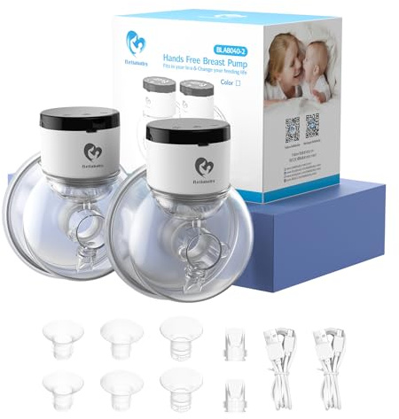 Bellababy Sacaleches Eléctrico Manos Libres Portátil, Extractor de leche, Pantalla LCD, 4 Modo y 9 Nivel, Bridas de 24 mm, Inserto de 17,19 y 21mm, 2 Piezas