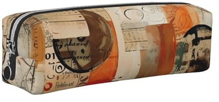 Vintage Newspaper Pencil Case for Boys Girls Retro Magazine Leather Pen Pouch Holder for School Office Travel Portable Stationery Organizer Makeup Bag Silver Zip