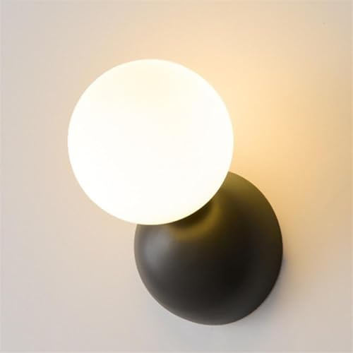 Modern Black Wall Sconce, Milk Glass Globe Shade Indoor Wall Lamp, G9 Light Source Full Copper Bathroom Wall Mounted Light, Modern Mid Century Wall Lighting Fixture for Bedroom Living Room Bedside