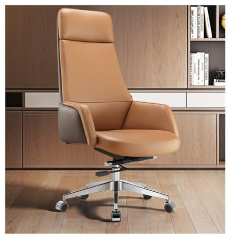 HTERWQEA Silla ejecutiva Oficina marrón, ergonómica y cómoda for Juegos, Silla Escritorio Deportiva electrónica, computadora Boss Series for Uso en la casa Adultos