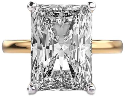 Bague solitaire Corona d'Oro en argent sterling 925 | Plaqué or | Avec moissanite, forme coussin, bijou de luxe fait main pour femme | WWJR_0733