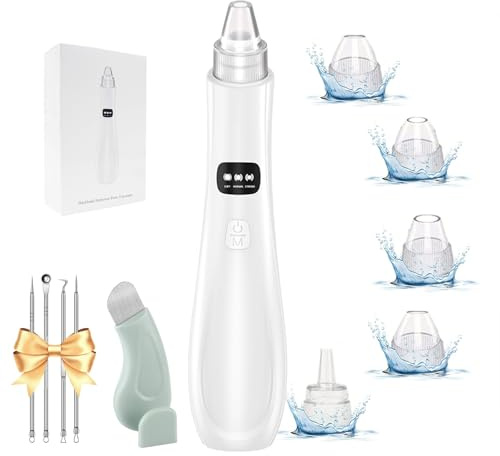 Blackhead Remover Tool, Pore Vacuum Blackhead Remover, 3 Adjustable Suction Levels, USB Rechargeable, 5 Replaceable Heads for Face Deep Cleansing, Blackhead Spatula Tool for Women & Men