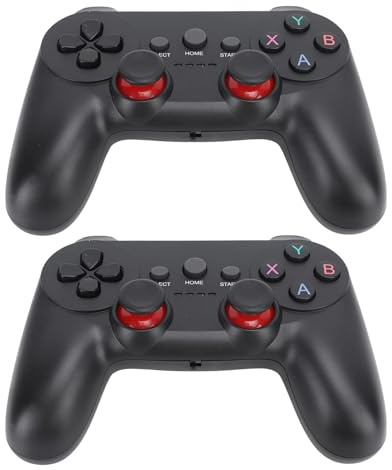 BONKZEBU Gamepad Inalámbrico con Receptor USB, Juegos Prolongados para Compatibilidad Multiplataforma, Paquete de 2, Color Negro