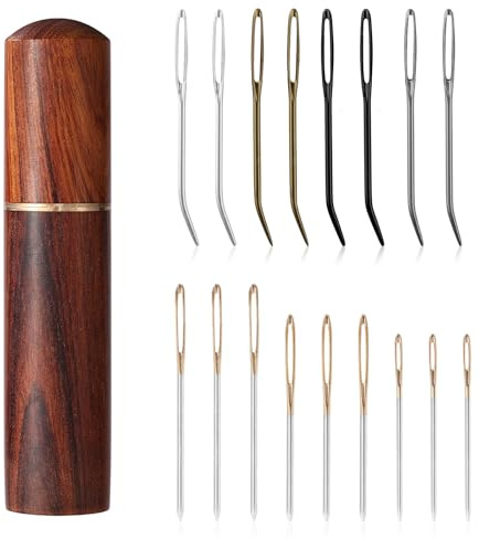 17pcs Large Eye Sewing Needles Kit with Wooden Case