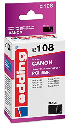 edding Druckerpatrone EDD-108 - Einzelpatrone - Schwarz - 26,5 ml - Reichweite 565 Seiten - Ersetzt Canon PGI-5BK