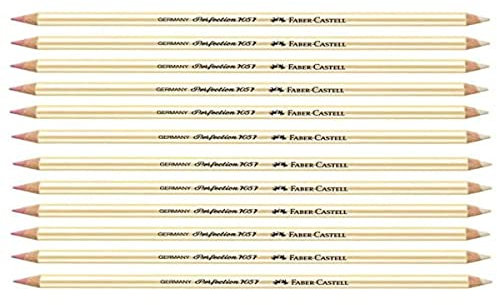 Faber-Castell Radierstift 7057, Holzgefasst, Rot/Weiß, VE=12