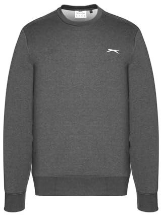 Slazenger Mens SL Flc Crew Neck Jumper Long Sleeve Casual Sweatshirt Top Charcoal Marl M