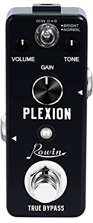 Rowin Plexion Distortion Pedal for Guitar and Bass with Bright and Normal Mode True Bypass