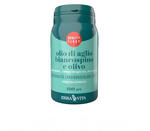 Erba Vita Integratore alimentare di olio di Aglio, olio di Biancospino e olio di Olivo - 100 Perle