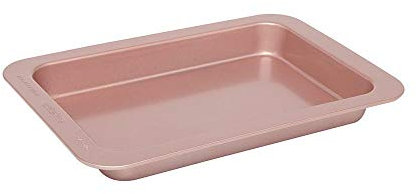 Wiltshire Rose Gold Slice Tin, PFOA PTFE Free, Robust Brownie Cake Pan, Non-Stick Coating, Rectangular Coated Baking Pie Tin, Cake Mould, Sheet Steel Bakeware, 32x21.5x3.5cm
