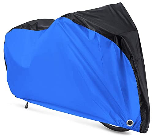 YTBUBOR Housse de protection imperméable XL pour vélo de montagne, protection contre la pluie, le soleil, la poussière, le vent et les rayons UV - Housse de vélo hybride - Noir et bleu