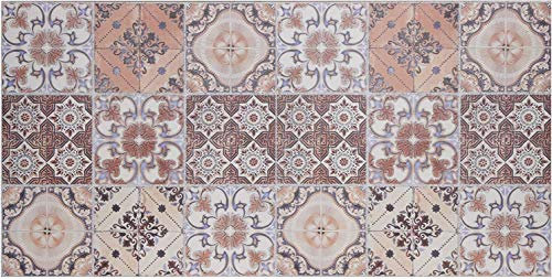 Baroni Home Alfombra Pasillo de Cocina en PVC con Fondo Antideslizante, Alfombra de Cocina Antimanchas y Fácil de Limpiar, Alfombra Pasillo para Pasillo, Óxido 120x60 cm