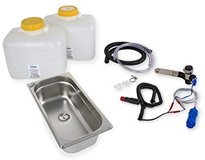 Ad-ideen - Impianto idrico per cucina da campeggio, 12 V, kit per lavello, 325 x 176 x 100 mm, rubinetto da 12 V, barwig, cromato, tanica dell'acqua da 10 litri
