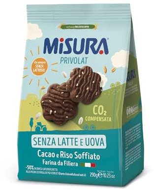 Misura Biscotti al Cacao e Riso Soffiato Privolat | Senza Latte e Uova | Confezione da 290 grammi