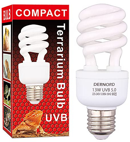 DERNORD UV Lampe Reptilien Wärmelampe - 13W 5.0 UVA UVB Lampe Terrarium Light Bulb UV Licht Lampe für Wellensittich Leopardgecko Wärmelampe Schildkröten