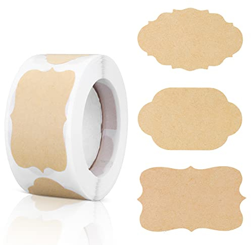 Molain Lot de 250 étiquettes autocollantes kraft pour cadeaux de vacances, bouteilles et bocaux - Autocollants vierges 3 x 5,1 cm