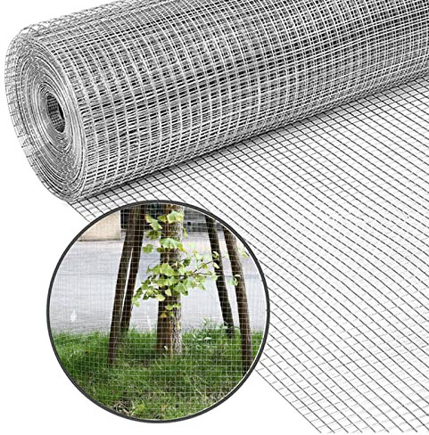 Yuhai Galvanized Welded Wire Mesh Chicken Rabbit Roll Animal Enclosure Hot-Dipped 915CMx25M, 25mm Holes 0.9mm Diameter Square Fencing Hardware Cloth Aviary Fence Garden Netting, Silver