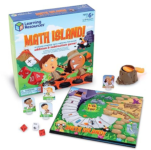 Learning Resources Math Island Addition & Subtraction Game - Math Manipulatives, Educational Board Toys, Classroom Flash Cards , Volcano Toy, STEM Kids, Gifts for Boys And Girls , Montessori