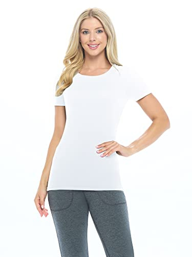 Natural Uniforms Women’s Short Sleeve Underscrub T-Shirt – Cotton Blend Scrub Base Layer for Nurses & Medical Professionals (White, Medium)