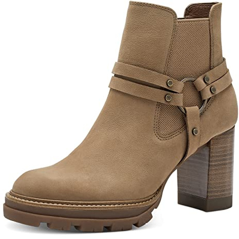Tamaris Femme Bottines, Dame Bottines,TOUCHit,Demi-Bottes,Bottine,Haut de la Cheville,Fermeture éclair,Camel,39 EU