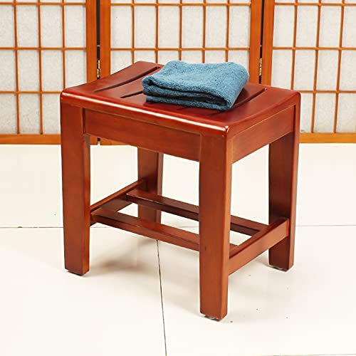 GoodBZ Banc de Douche Siège de Douche en Bois Tabouret de Salle de Bain pour Baignoire Douche Repose-Pieds Rasage Spa Sauna Siège, Convient pour intérieur et extérieur Cour Jardin Antidér