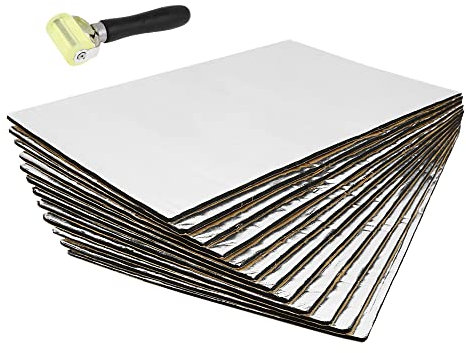 QUARKZMAN 1.8㎡ 5mm 12pcs Isolant Thermique Voiture 5mm Insonorisant Capot Moteur Camping Car avec Rouleau 50cmx30cmx5mm avec Outils d'installation
