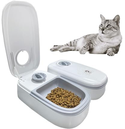 YANZEO Automatic Pet Feeder, 2 Meals Smart Pet Cat Dog Feeder with 48-Hour Timer for Cats and Small/Medium Dogs Pet Food Feeder