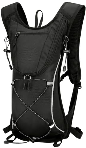PORUPAEL Mochila ligera y transpirable para bicicleta, mochila de ciclismo de 10 L, mochila para correr para hombres y mujeres, viajes diarios, ciclismo, correr, senderismo, Negro, Talla única