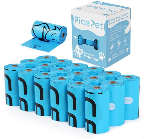 PICE PET 20% dicker Hundekotbeutel, Pet Kotbeutel für große und kleine Hunde, auslaufsicher & extra dick, Unparfümiert, 270 Stück