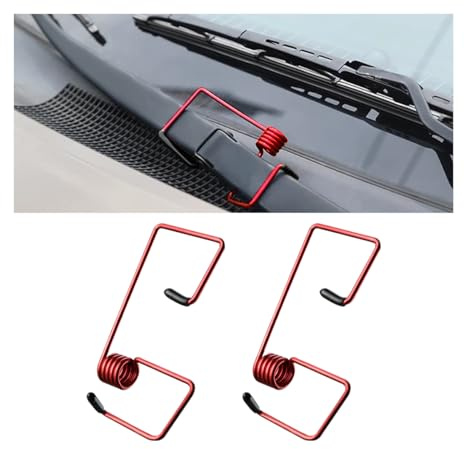 Adunsiaoto 2 Pieces Enhance Wiper Performance for Cars, Stainless Steel Wiper Arm Springs, Windshield Arm Pressure Spring Booster, Windshield Clean Arms Tension Spring for Car Lovers(Red)