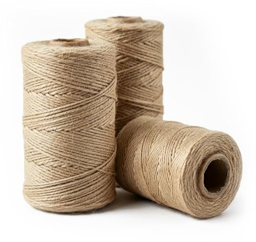 Merrimen Biodegradable Jute Christmas Wrapping Twine – 3 Rolls of Strong 3-Ply Natural Twine for Gift Wrapping, DIY Crafts, and Holiday Decorations – 500ft per Roll (Brown)