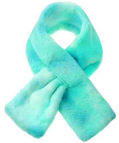 Coume Kids Scarf for Girls Boy Rainbow Toddler Winter Scarf Neck Warmer Gradient Cross Tie Fluffy Collar for Valentines Gifts(Blue, Green)