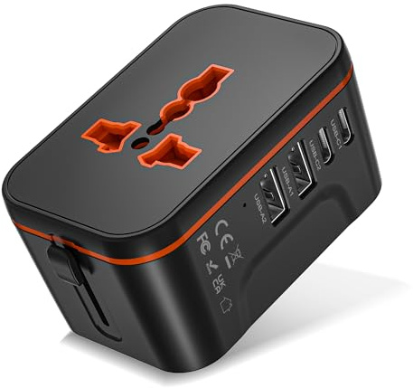 Universal Travel Adapter Worldwide, Travel Plug Adapter Worldwide with 2 USB C and 2 USB A Ports, All In One Universal Power Adaptor International Plug Adaptor UK to Europe EU USA AUS Australia Japan