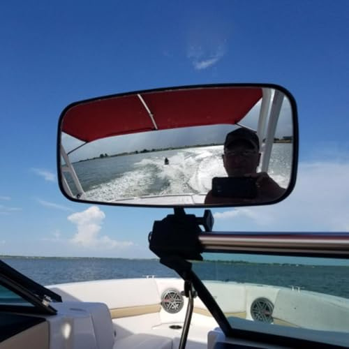 Backspegel för båtar, marina stövlar backspegel, vattensport konvex spegel surfing klämspegel, vattenskidor bakom båtklämma spegel för tydlig sikt, motorbåtar, kajaker