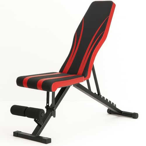 T-LOVENDO.ES Banco de Ejercicio o Musculación Plegable Ligero Multifunción Para Pesas y Mancuernas Ajustable de Abdominales Gimnasio Entrenamiento en casa, Múltiples Posiciones Espalda, Pecho, Piernas