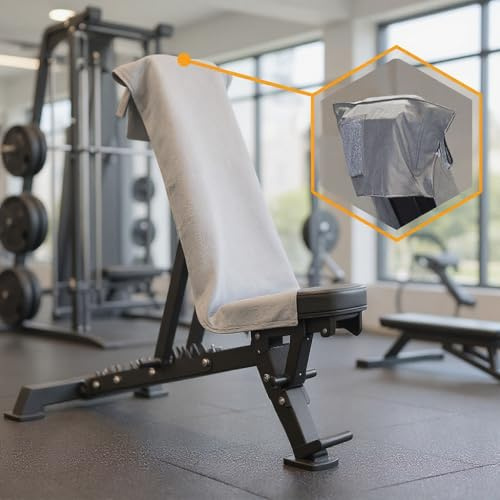 Wowtowelz Fitness Handtuch, Sporthandtuch für Fitnessstudio Hantelbank, 120 x 50cm, 2 Reißverschlusstaschen, rutschfest, Kompakt & Schnelltrocknend