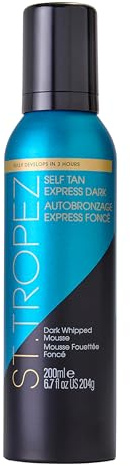 St.Tropez Self Tan Express Dark Whipped Mousse, Fastest Dark Tan in 3 Hours, Lightweight Hydrating Formula, Natural-Looking Bronze, Streak-Free Finish, 200ml