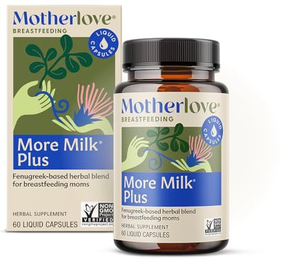 Motherlove More Milk Plus (60 Liquid caps) Fenugreek-Based Lactation Supplement to Support Breast Milk Supply—Non-GMO, Organic Herbs, Vegan, Kosher, Soy-Free